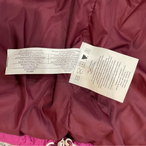 MEC down quilted puffer winter hooded jacket coat dark pink woman’s extra small - Picture 5 of 7